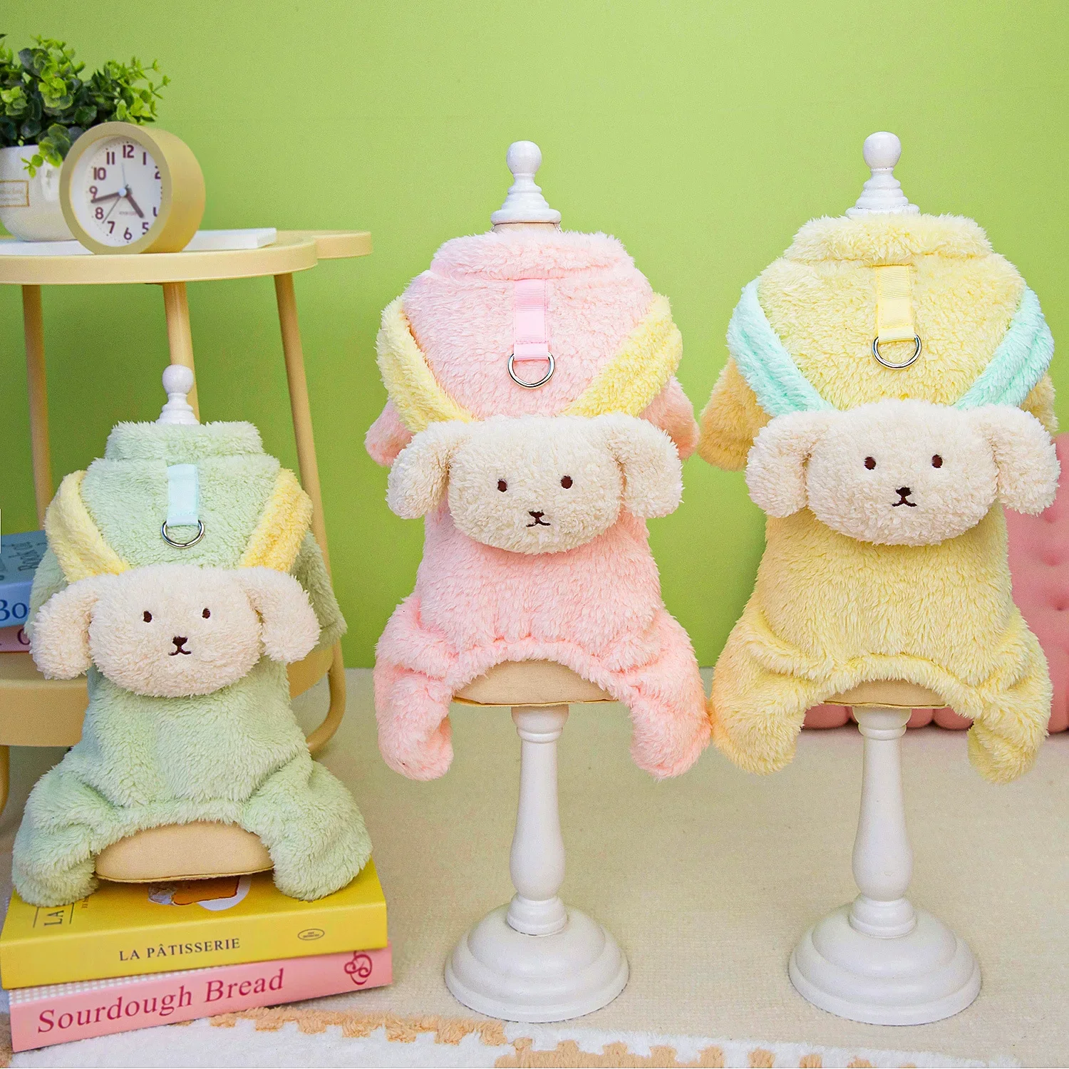 Abrigo de terciopelo de doble cara con hebilla de tracción para mascotas, abrigo de cuatro patas para cachorros, ropa de otoño e invierno - imagen 3