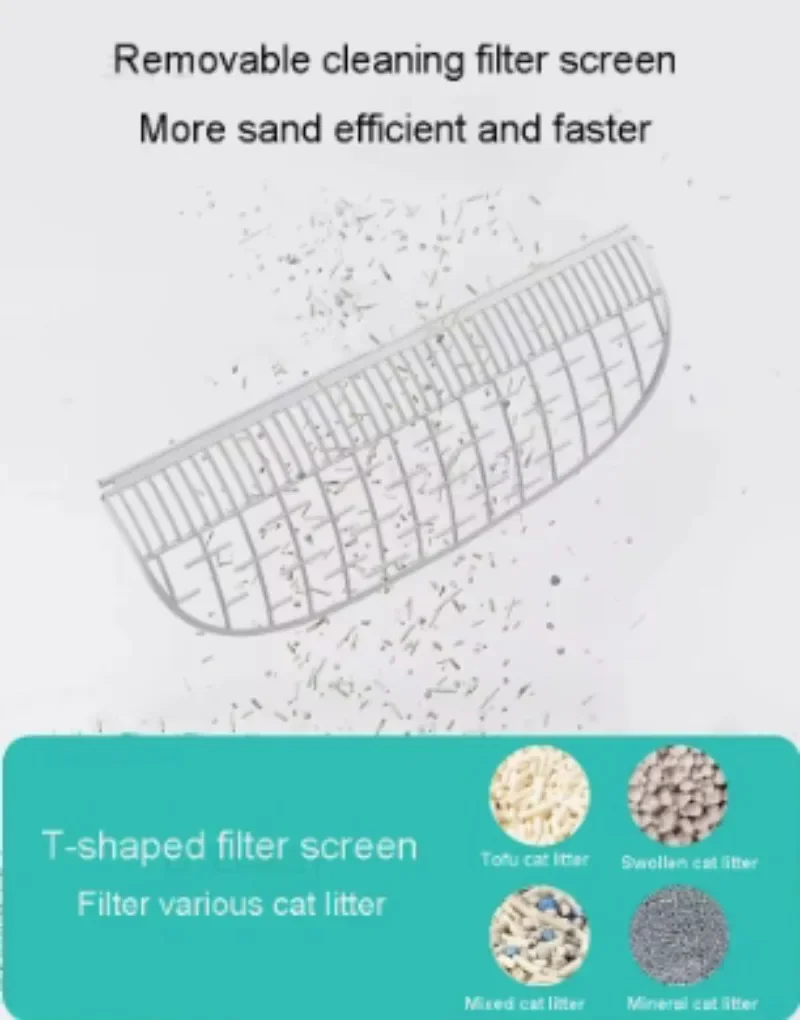 Caja de arena para gatos, inodoro automático, filtro extraíble, tablero trasero, filtro de pantalla, malla, arena efectiva para TONEPIE TI PRO TI + accesorios - imagen 2