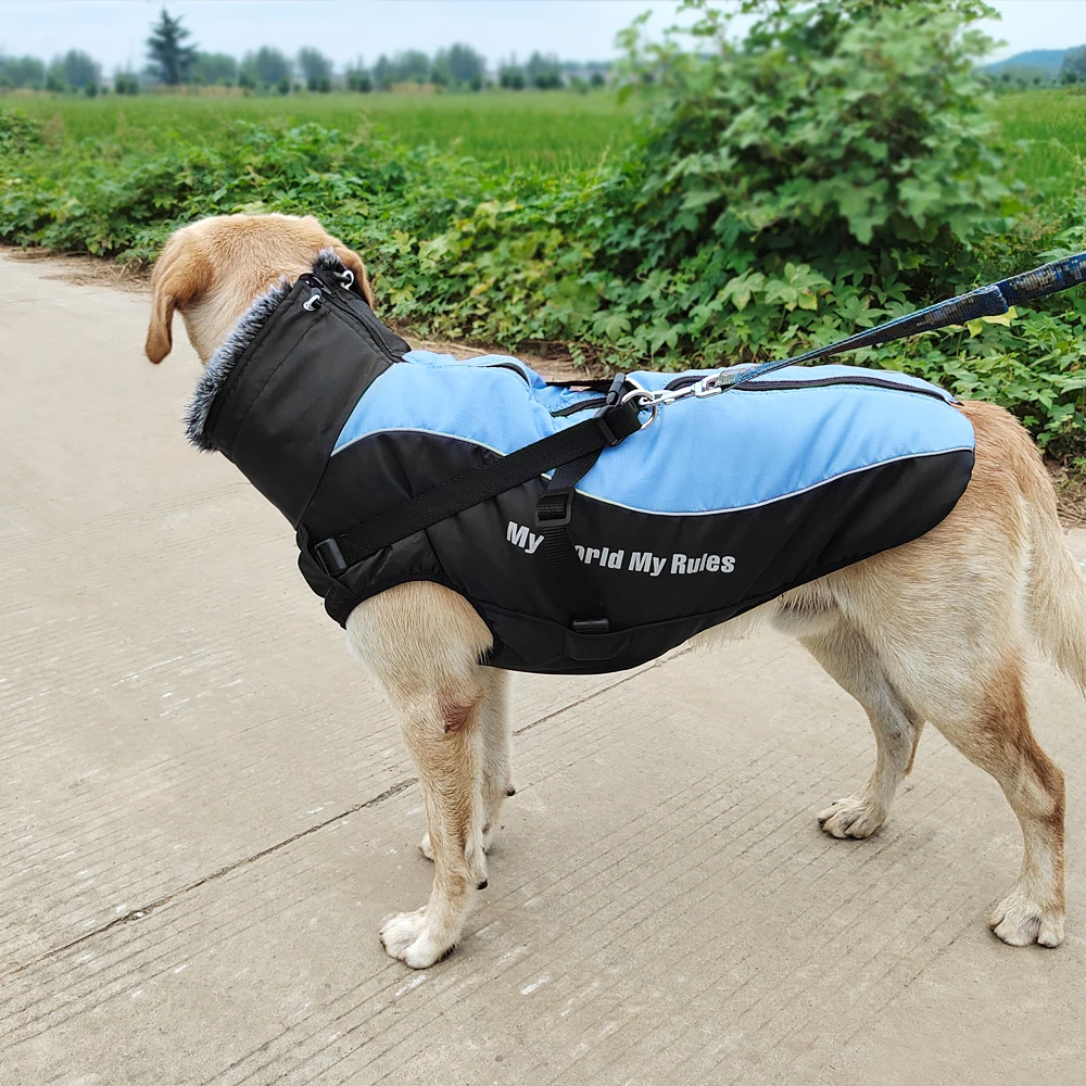 Ropa cálida para mascotas, abrigo grueso de invierno para perros, arnés para perros medianos y grandes, Bulldog Francés, ropa para perros grandes, chaqueta, chaleco impermeable - imagen 4