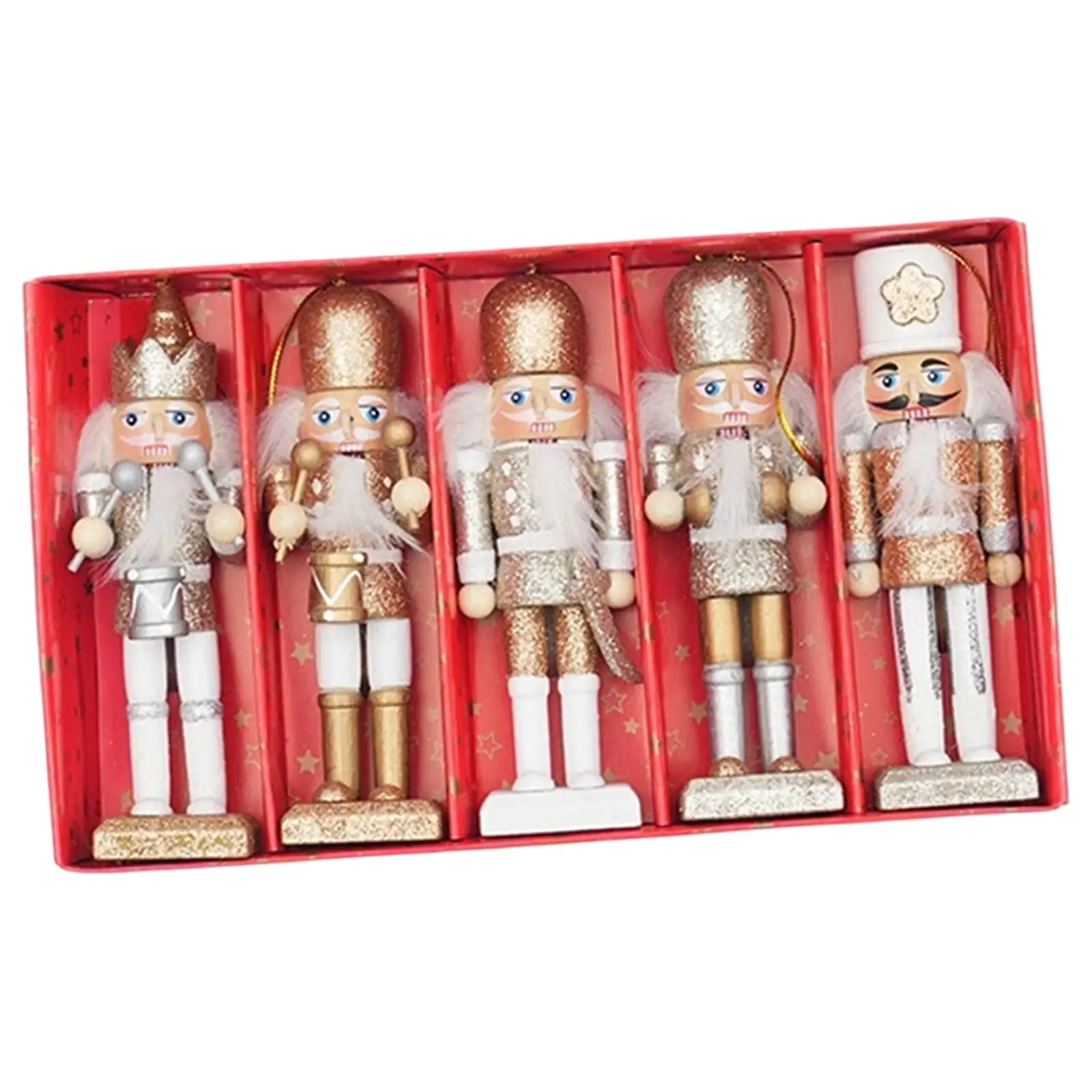 5 Pieces Christmas Nutcracker Figure Nutcracker Statue Sturdy Versatile Portable Traditional Xmas Gift Collection Handcrafted
