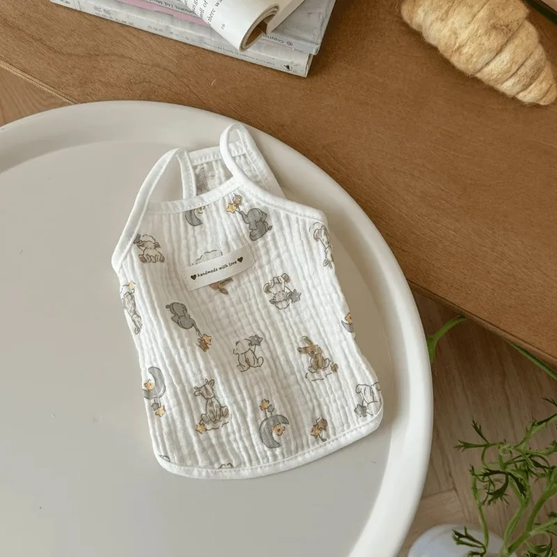 Ropa ligera y transpirable de algodón puro para gatos, cárdigans sin mangas de verano, chaleco bonito, chalecos de protección solar para perros, antipérdida de cabello - imagen 5