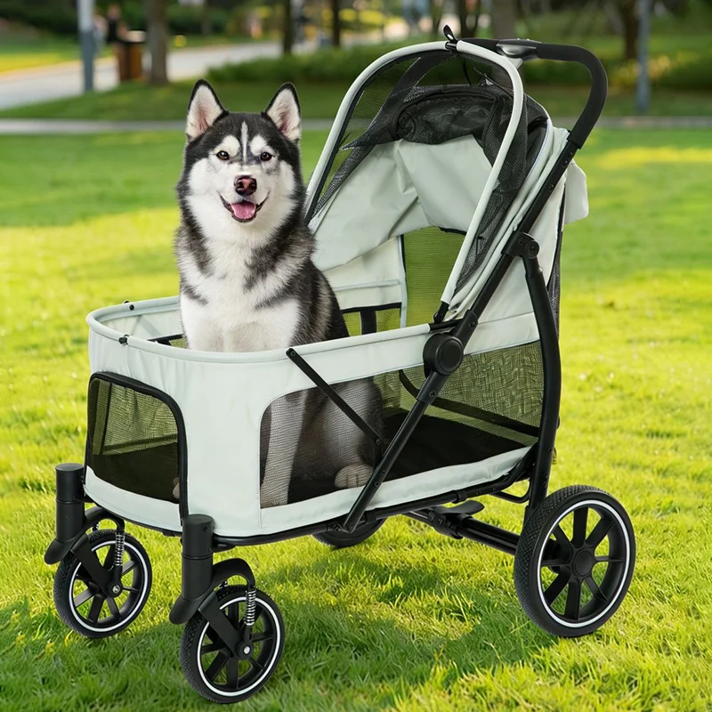Carrito transporte plegable lujo para perros y gatos grandes con ruedas - imagen 4