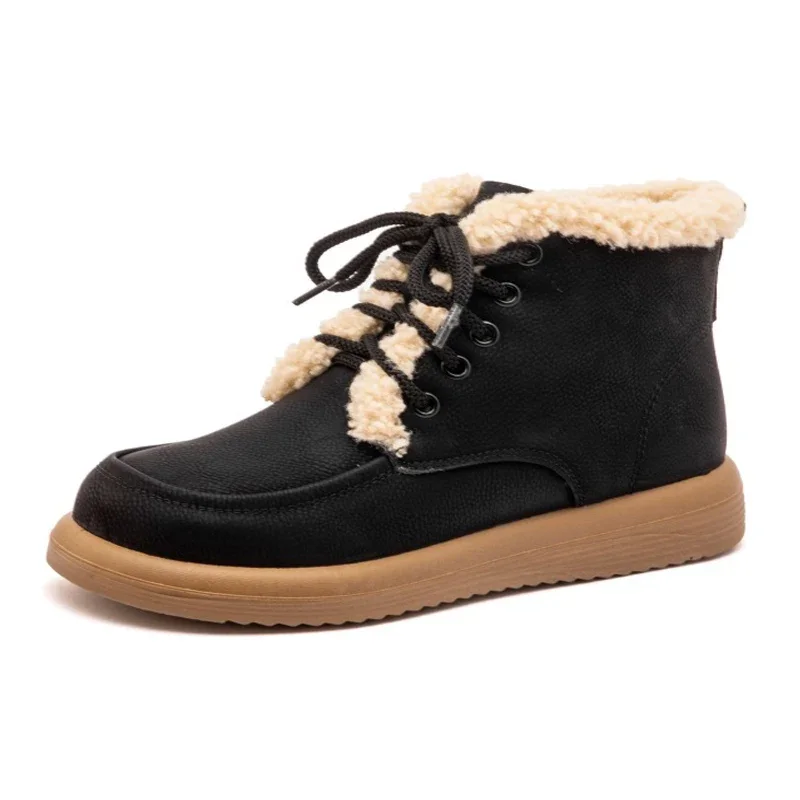 Zapatos de invierno para mujer, botas de nieve cálidas de felpa de oveja para invierno frío, botines antideslizantes de talla grande 41