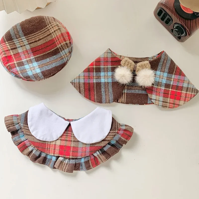 Babero de baba para gato, bufanda hecha a mano, Collar, sombrero para mascota, babero, corbata, nuevo conjunto a cuadros, pajarita para perro, accesorios para gatos, accesorios para cachorros - imagen 2
