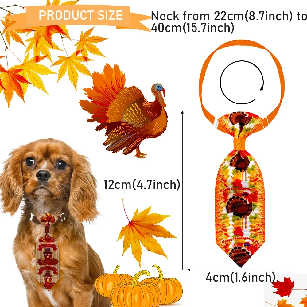 100 Uds. Suministros para mascotas de Acción de Gracias, corbatas para perros y gatos, pajaritas para perros pequeños, accesorios para perros pavo, productos para mascotas para perros pequeños - imagen 2