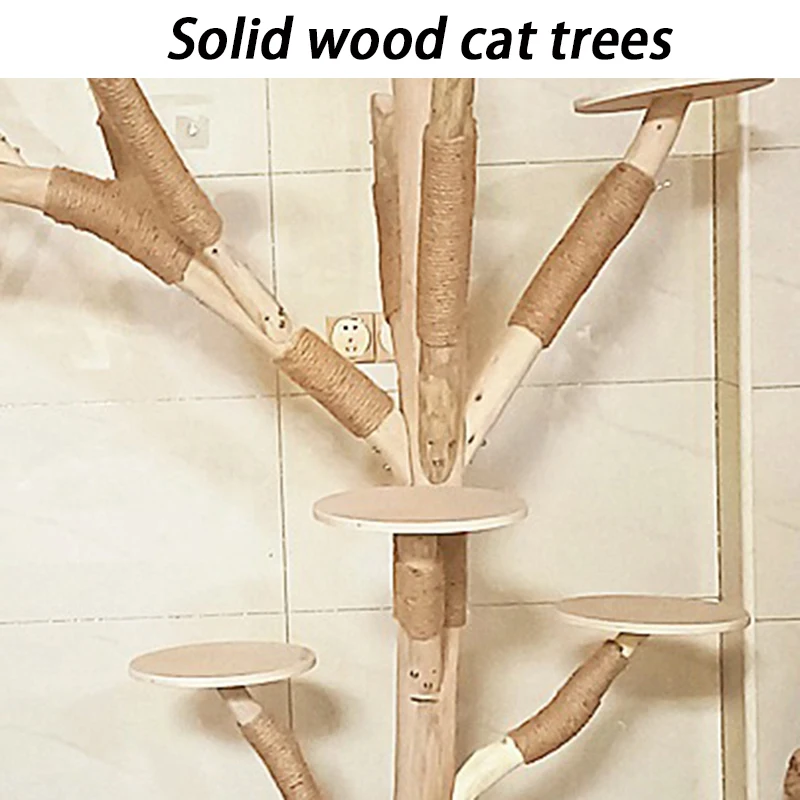 Árbol para gatos de madera maciza, poste alto, modelo grande, cuerda de Sisal, torre grande, árboles para gatitos baratos, rascador de escalada, suministros para mascotas - imagen 5