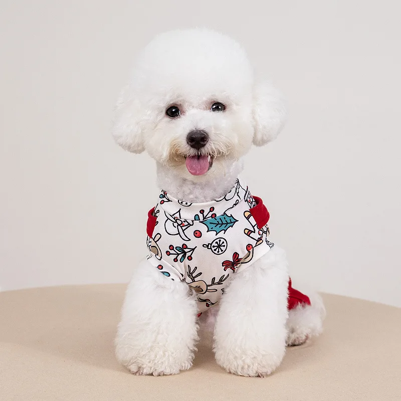 Mono de Navidad para mascotas, monos de otoño e invierno, chaqueta de peluche cálida, pijamas para perros, ropa para cachorros, pantalones de cuatro patas - imagen 2