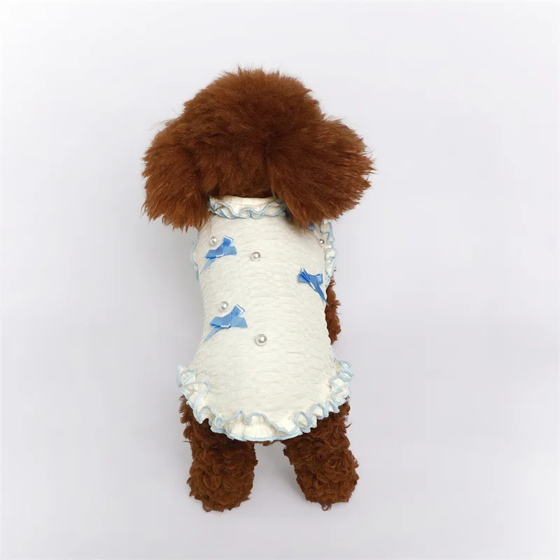 Camisa con parte inferior de lazo para mascotas, Sudadera con capucha para perros, Teddy Schnauzer, espalda, corazón, perro pequeño, gato, vestido de otoño, ropa fina para cachorros, primavera y otoño - imagen 2