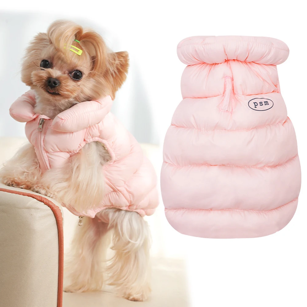 Abrigo para perros pequeños hinchados, ropa cálida y suave de peso ligero para perros pequeños, chaqueta acogedora de invierno para Yorkshire, Chihuahua, ropa para cachorros