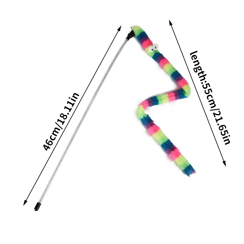 Varita interactiva colorida para gatos, oruga, juguete de plumas en forma de juguete para jugar, diversión, accesorio atractivo para mascotas para gatos - imagen 3