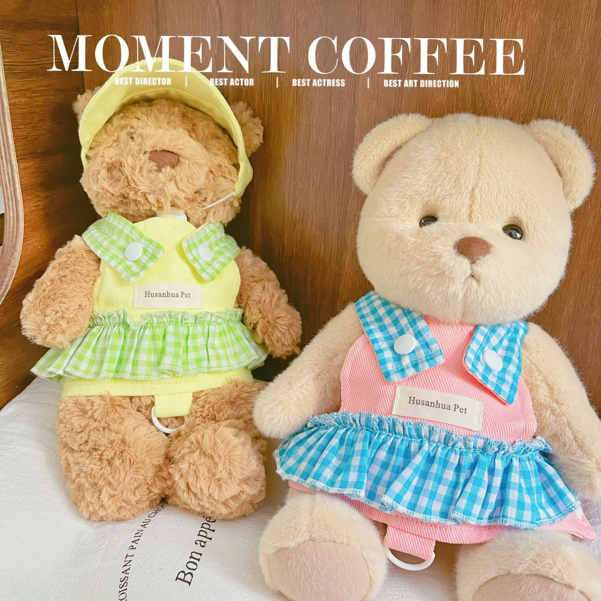 Correa para el pecho de Color con entramado para mascotas, bonito sombrero para el sol, ropa para perros y gatos, correa para el pecho, ropa de tracción, falda con correa para perros pequeños de peluche - imagen 5