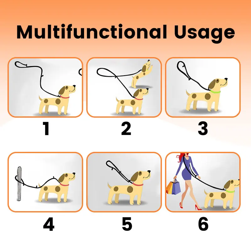 Truelove 7 In 1 Nylon Dog Leash Reflective Pattern For Walking Double Hook Multifunctional Dog Double Lead Strong Training - imagen 3