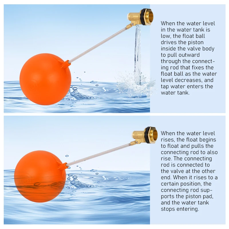Válvula de bola flotante de agua de 1/2 ", 3/4", 1 pulgada, cierre automático de llenado de alimentación, válvula humidificadora de agua para acuario, accesorios para acuario - imagen 5