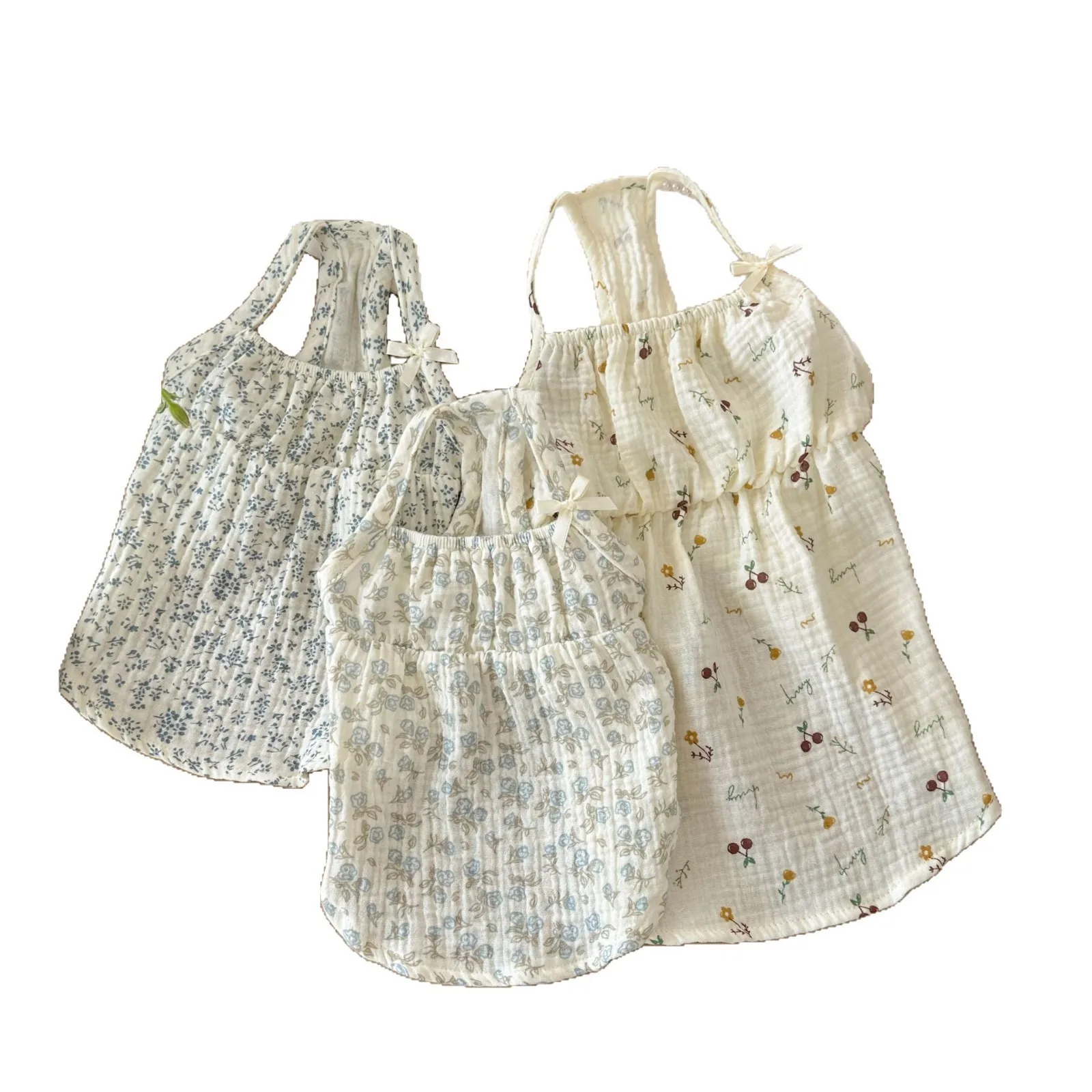 Chaleco de primavera con lazo para mascotas, falda camisola, pijamas para el hogar, falda base para perros pequeños, ropa para cachorros, ropa para perros pequeños - imagen 5