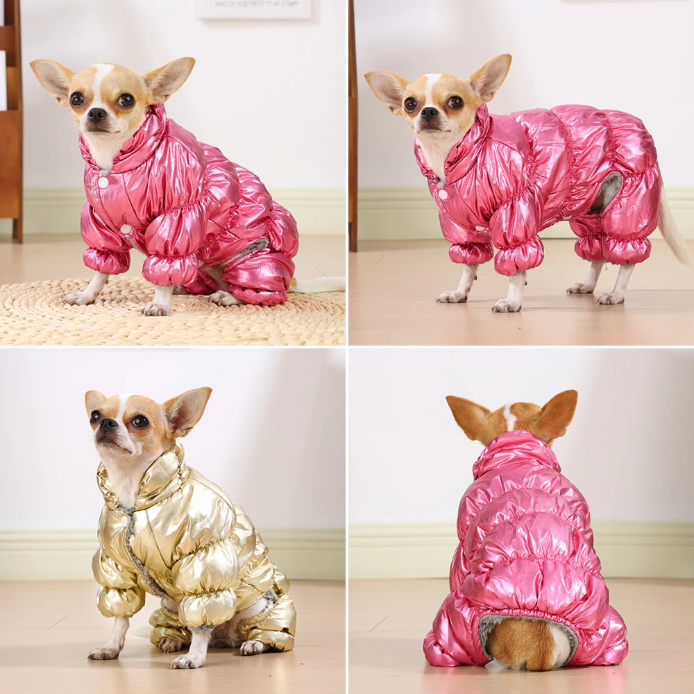 Ropa gruesa de invierno para perros, mono impermeable para perros pequeños y medianos, chaqueta elástica de lana cálida para cachorros, abrigo, disfraz de Pug - imagen 5