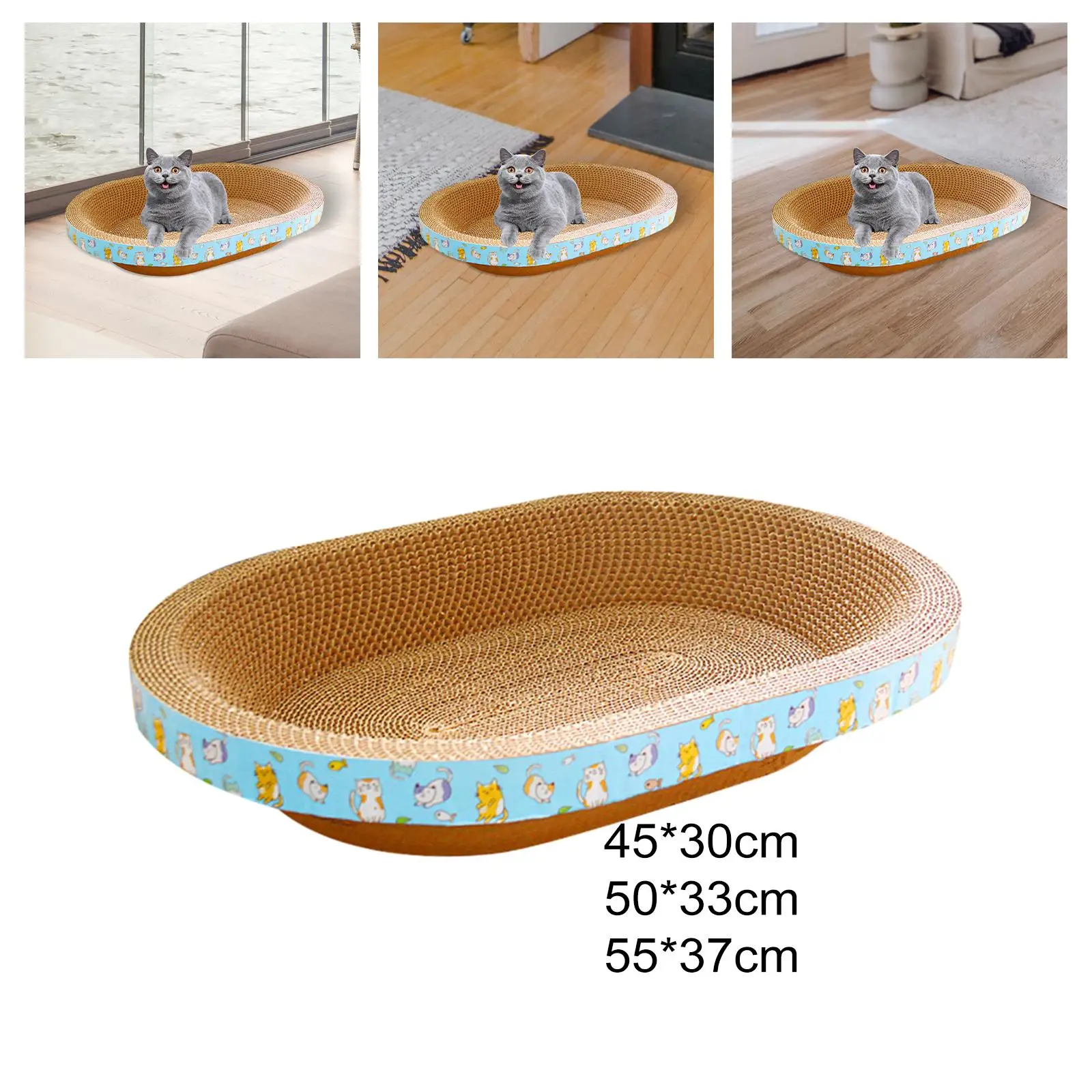 Oval Cardboard Cat Scratcher Bed Scratch Pad Nest Corrugated Scratching Board