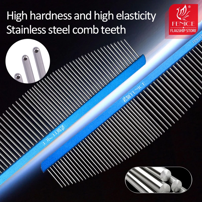 Fenice Pet Grooming Single Moon Style Comb Stylist Aviation Aluminum Ultra-light High-end Comb Styling Dog - imagen 4