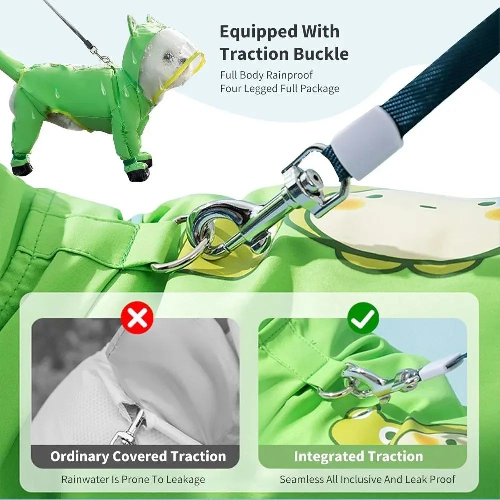 Impermeable para perros con capucha reflectante – Chaqueta dinosaurio
