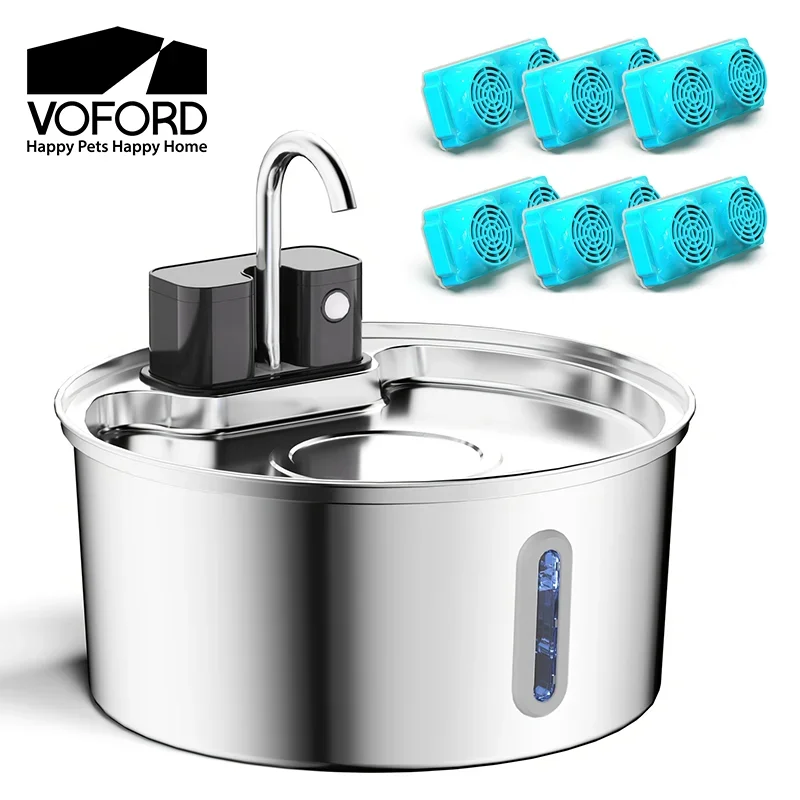 Fuente de agua inalámbrica de acero inoxidable para gatos, 3,2l, con batería de 4000mAh y Sensor, filtración automática, dispensador de bebedero de agua para mascotas