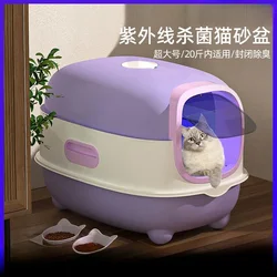 Caja de arena para gatos grande cerrada con desodorante automático