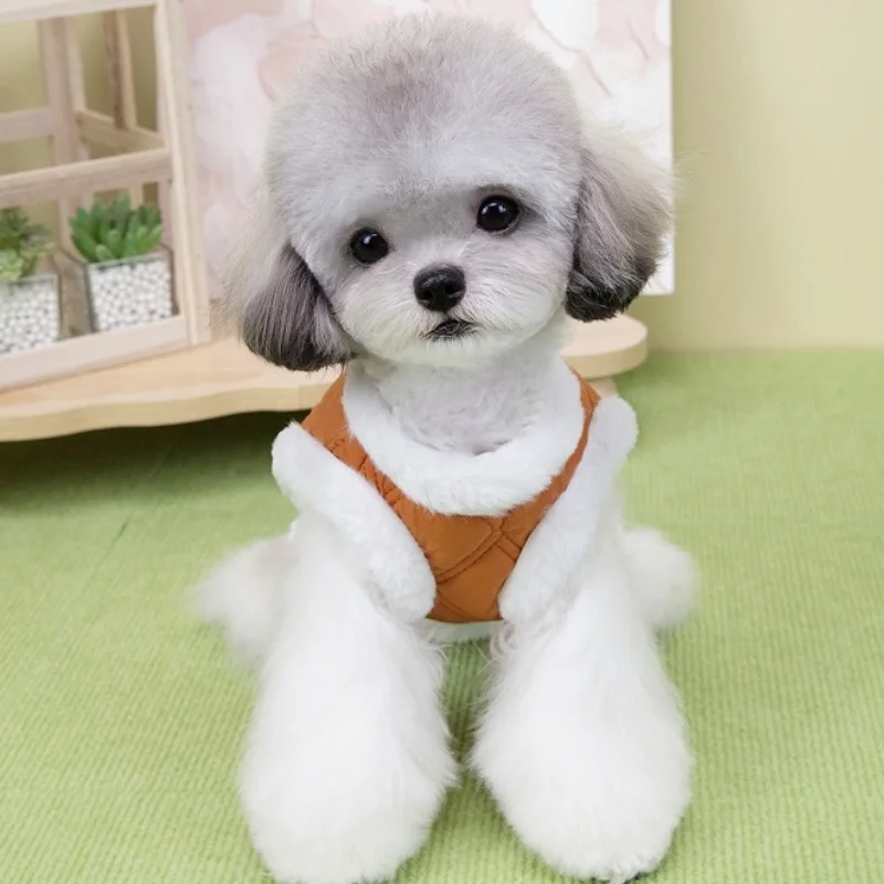 Chaqueta de moda para perros, abrigo con anillo en D, ropa de invierno para perros, chaleco suave y cálido para cachorros, abrigo bonito a cuadros para gatos, chaleco para mascotas, chaqueta, suministros para perros - imagen 4