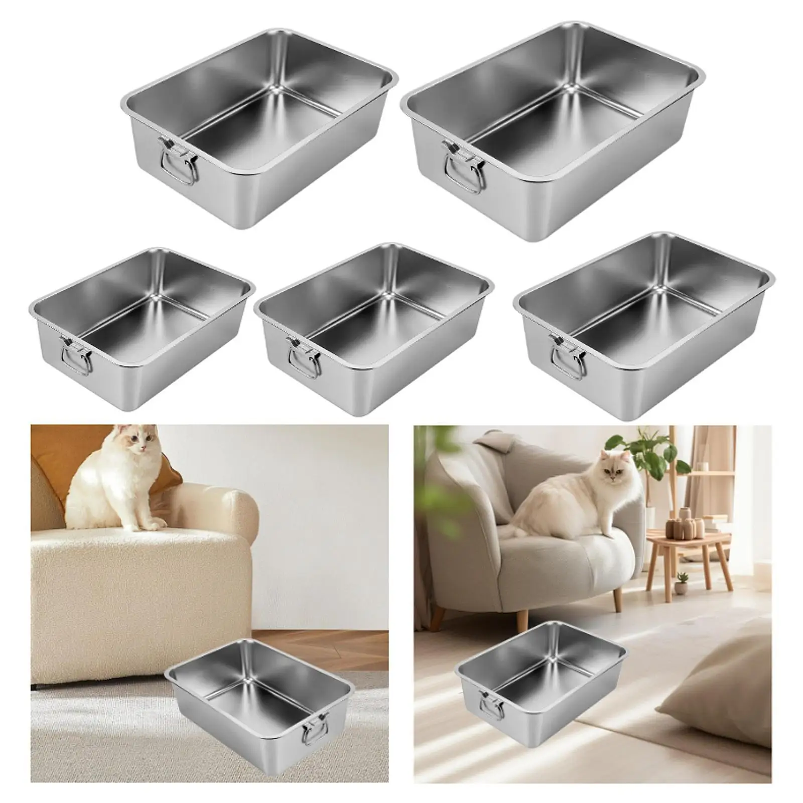 Cat Litter Box Anti Splashing High Sided Kitten Toilet High Sided Litter Pan