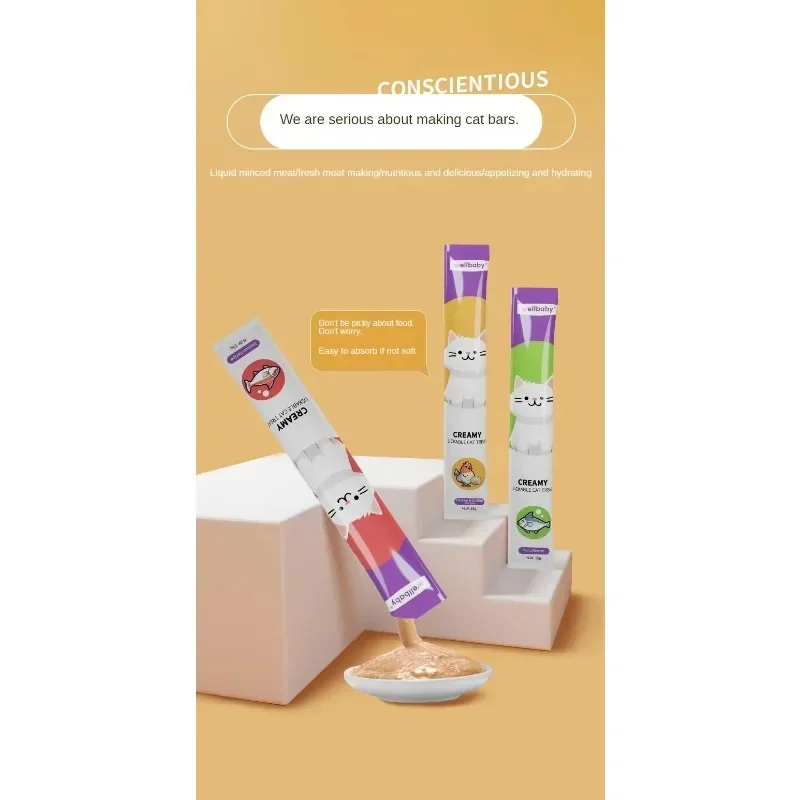 Aperitivos de gran capacidad para gatos, comida húmeda para gatos, pollo + festón, atún, salmón, accesorios para mascotas, suministros para mascotas, 75g x 20 bolsas - imagen 2