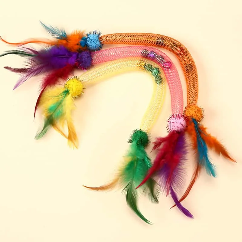 Con campanas de plumas, juguete interactivo para gatos, hierba gatera, resistente a mordeduras, juguete para aliviar el aburrimiento