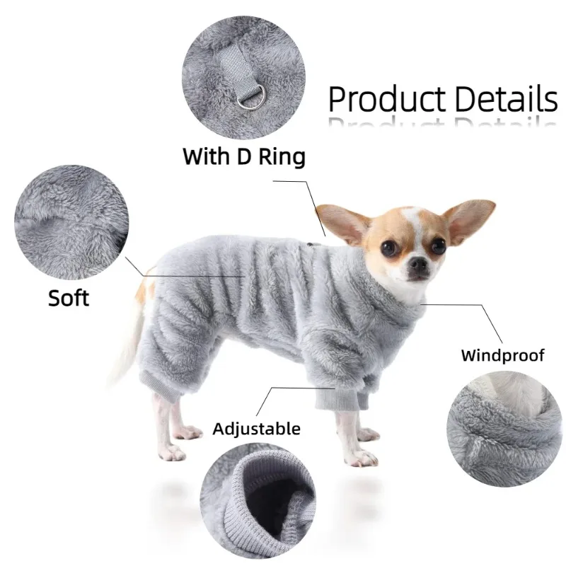 Ropa cálida de invierno para perros pequeños, medianos y grandes, chaqueta suave para mascotas a prueba de viento, abrigo para mascotas al aire libre, bonito disfraz de Polar para Chihuahua y Pug - imagen 2