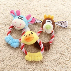 Juguete para mascotas con cuerda de algodón suave para perros y gatos, juguete para masticar Molar resistente a mordeduras, accesorio de entrenamiento interactivo en forma de animal,