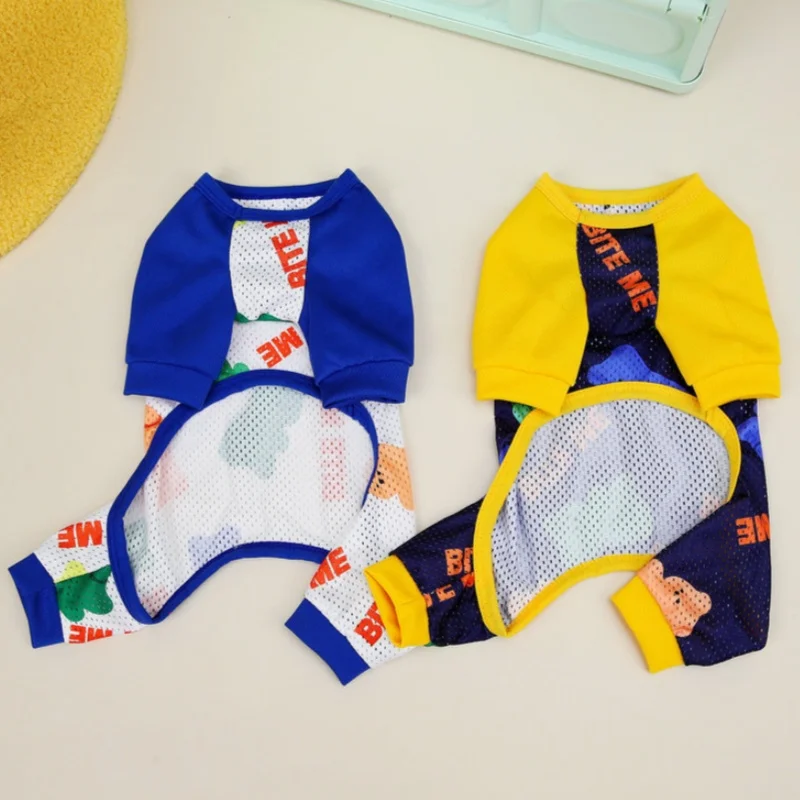 Monos finos de malla para perros, ropa de moda para perros, pijamas de verano para cachorros, monos con estampado de dibujos animados para gatos, monos para mascotas, disfraces para perros Chihuahua - imagen 5