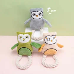 Juguete masticable para perros búho peluche interactivo con cuerda