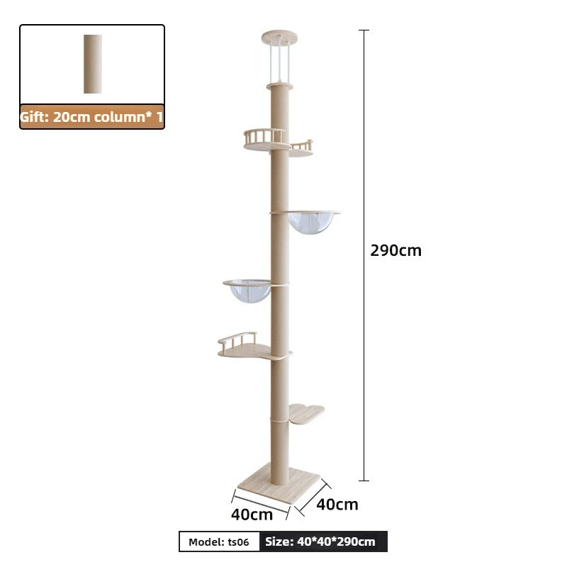 Marco de escalada de madera para gatos, torres grandes de suelo a techo, marco de escalada para gatos, poste rascador duradero, suministros de muebles para mascotas - imagen 5