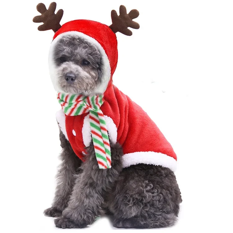 Otoño e Invierno franela cálido festivo mascota gato perro ropa alce ropa de Navidad suministros de vacaciones de Año Nuevo - imagen 5