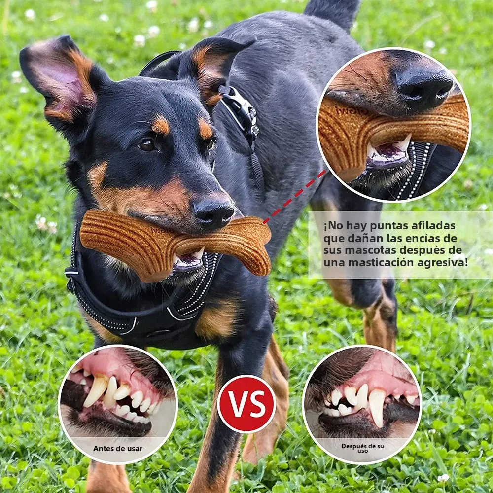 Gigwi-juguetes para masticar para perros, astas de ciervo de madera auténtica para masticadores agresivos, masticar para perros grandes, indestructibles, resistentes y duraderos, regalo - imagen 5