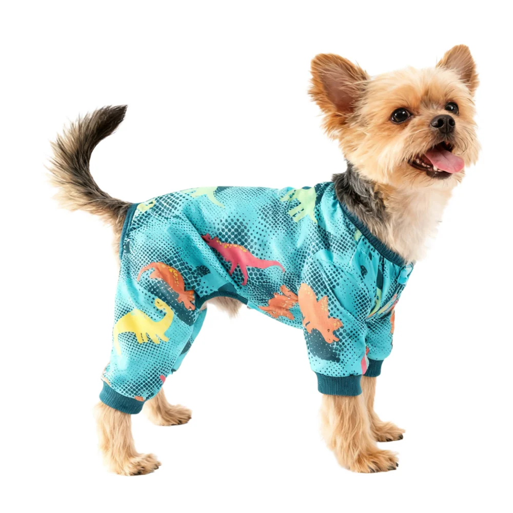 Pijamas para perros lindo pato amarillo dinosaurio planeta sol patrón perro mono otoño cachorro jammies Onesies ropa para perros pequeños medianos - imagen 2