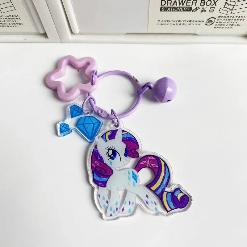 Llavero con purpurina My Little Pony Fluttershy Pinkie Pie, colgante de estrella acrílica, accesorios, llavero Kawaii de Anime, regalo de cumpleaños, 6 uds. - imagen 4