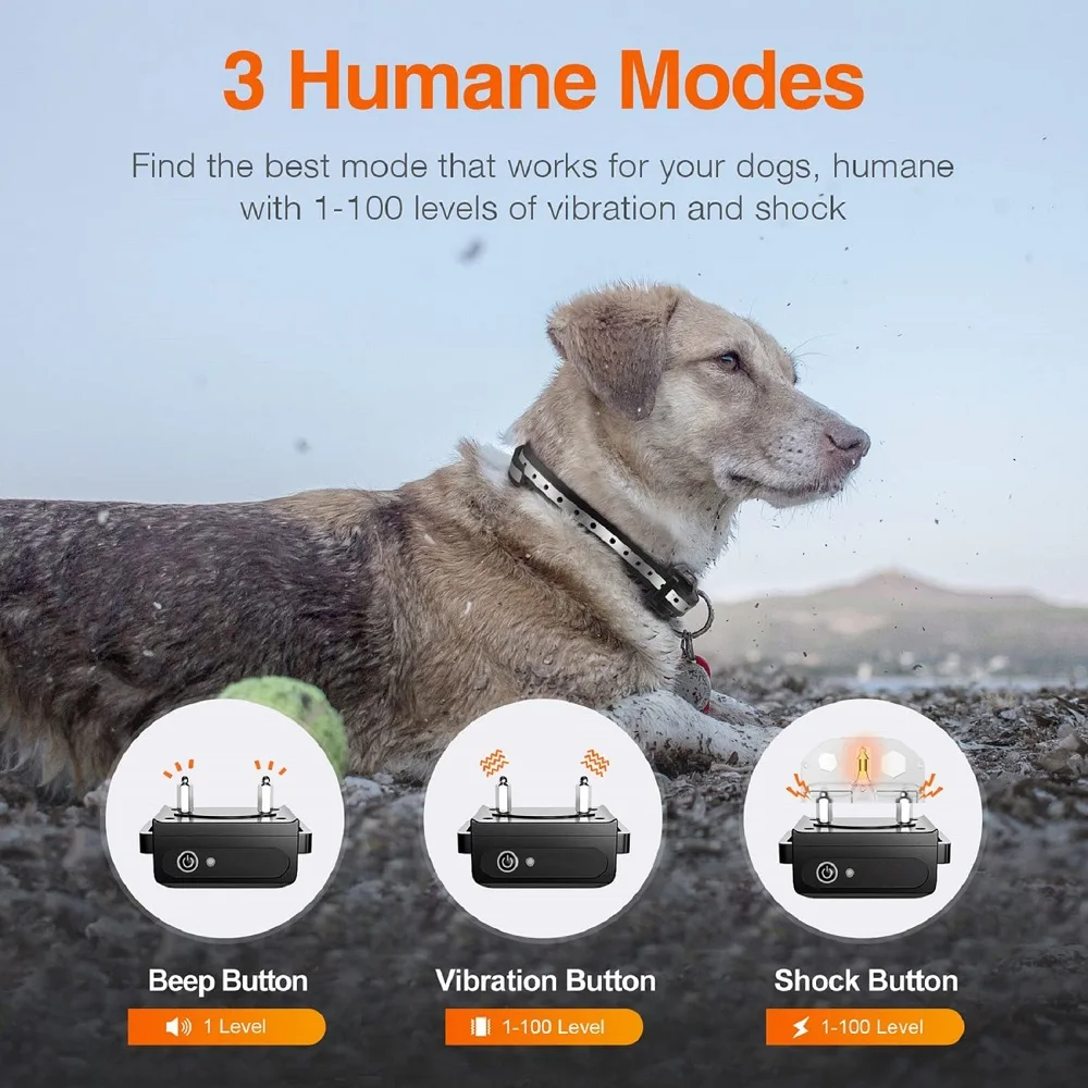 Dog Training Collar Remote Waterproof Rechargeable Dog Black Collar Reflect TPU 1000M Electric Dog Anti Bark Collar 433HZ - imagen 4