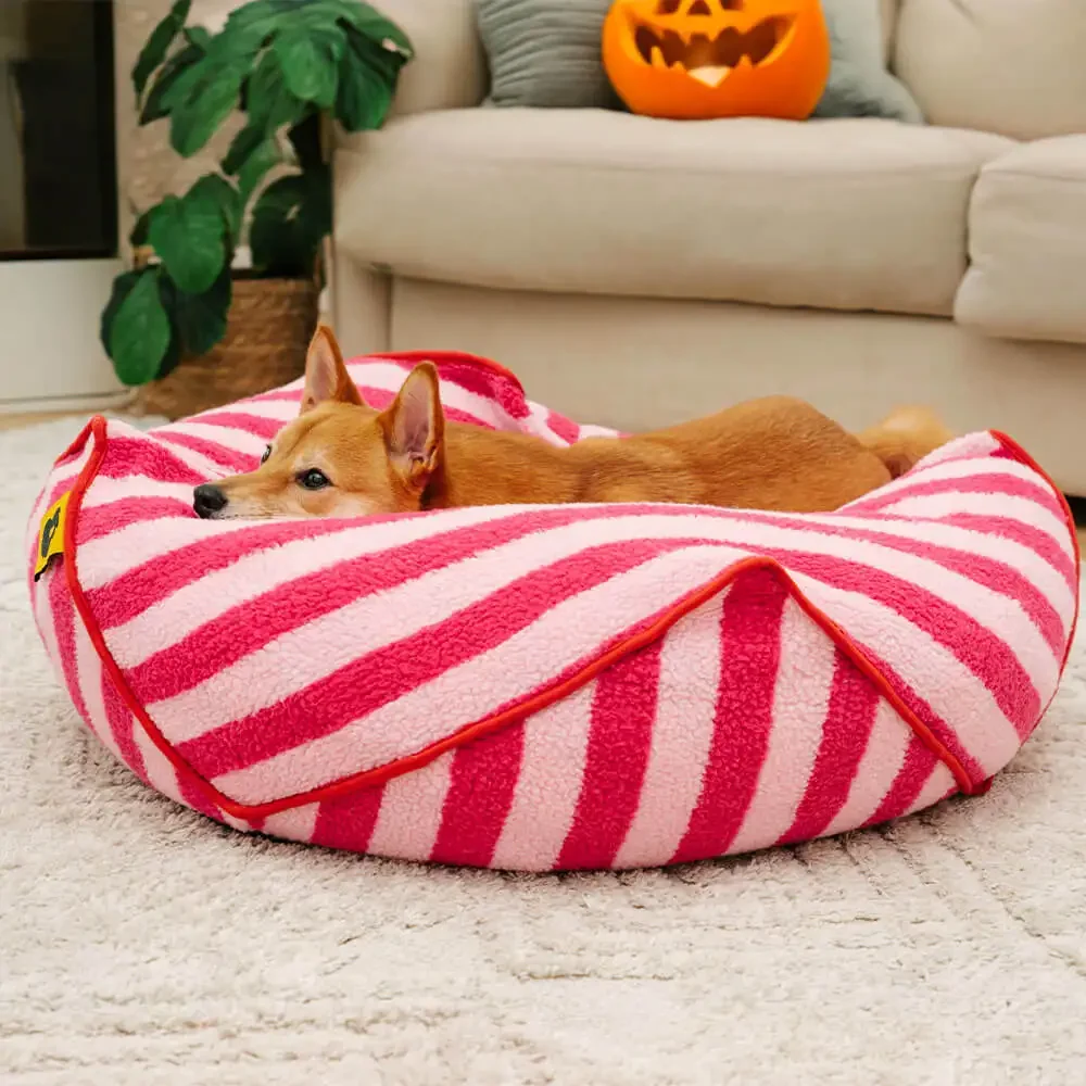 Elegante patrón de rayas poligonal, bolsa de frijol calmante, cama para perros nublada, lavable a máquina, rebote suave, sueño para perros, Cama grande para mascotas - imagen 4
