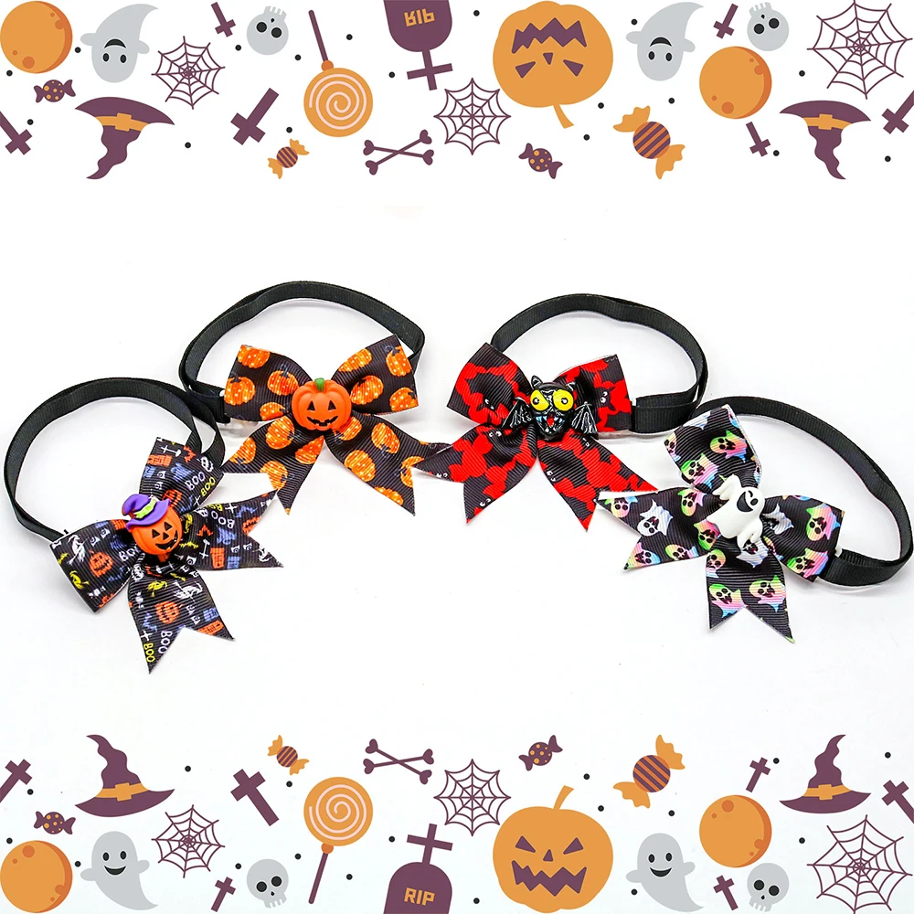 Pajarita para perro pequeño y gato, suministros para Halloween, corbatas para mascotas, accesorios para perros pequeños, 50/100 Uds. - imagen 5