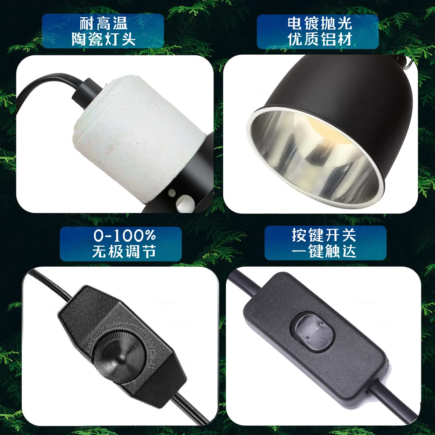 Lámpara de techo tipo domo UVB resistente para terrario reptiles - imagen 3