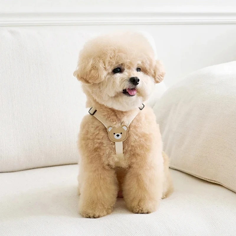 Lindo oso mascota perro arnés correa perro pequeño y mediano para caminar cachorro Bichon Schnauzer perro arnés de pecho conjunto suministros para mascotas - imagen 2