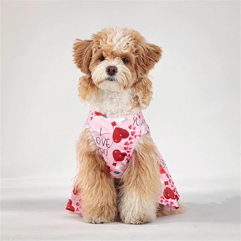 Vestido de San Valentín para cachorros, perros y gatos, encantadores vestidos de deshierbe para mascotas para perros pequeños, falda Schnauzer de Pomerania, ropa para mascotas - imagen 5