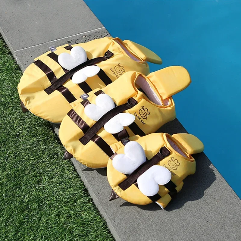 Traje de baño de verano para perros con abeja pequeña, chaleco salvavidas impermeable para cachorros, ropa transpirable para perros, arnés de seguridad para natación, suministros para mascotas - imagen 3