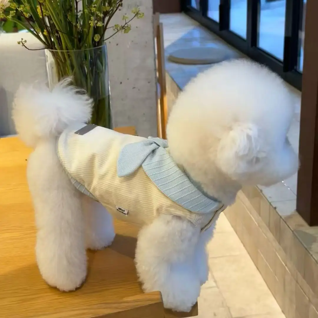 Chaleco con lazo a rayas para otoño e invierno, abrigo para perros y gatos pequeños, ropa para cachorros, ropa para perros pequeños