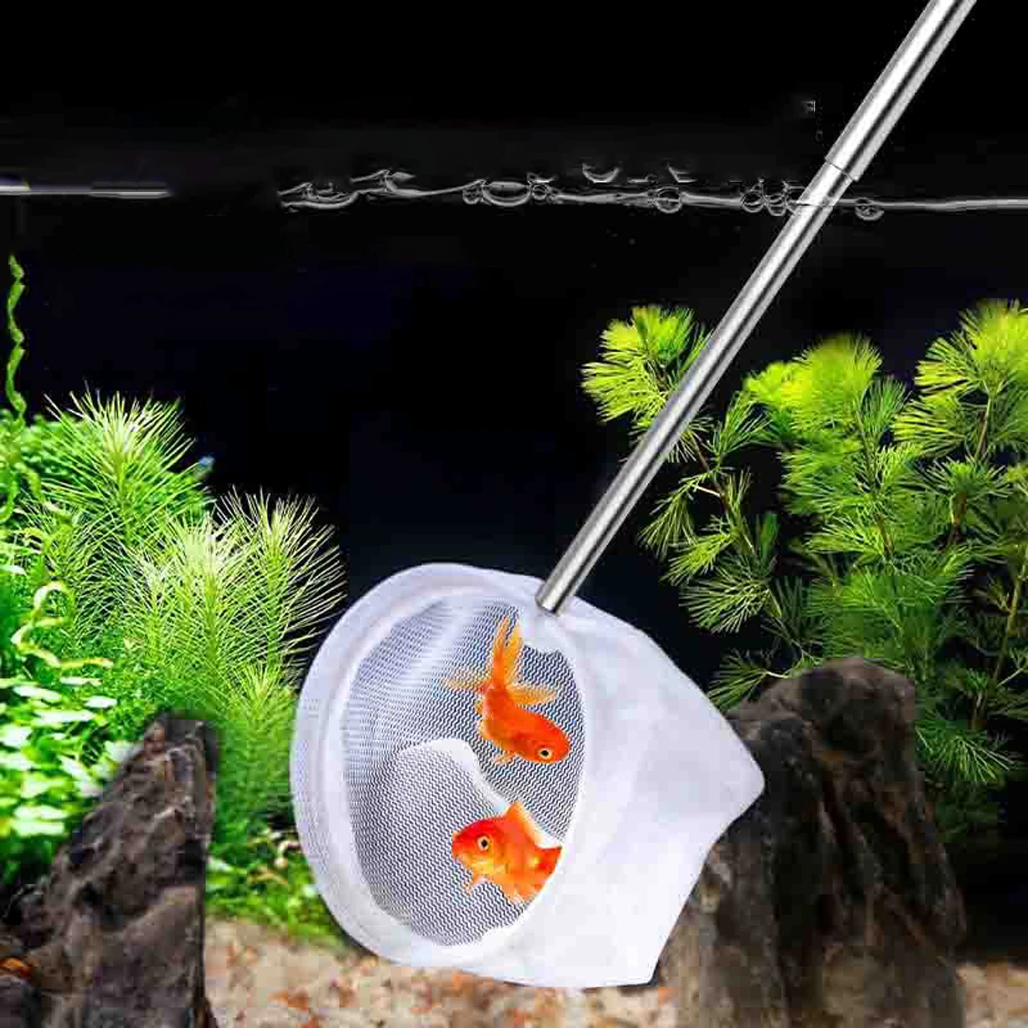 Red de pesca cuadrada para acuario con ventosa, equipo de pesca extensible con mango largo para atrapar peces, camarones, suministros limpios - imagen 2
