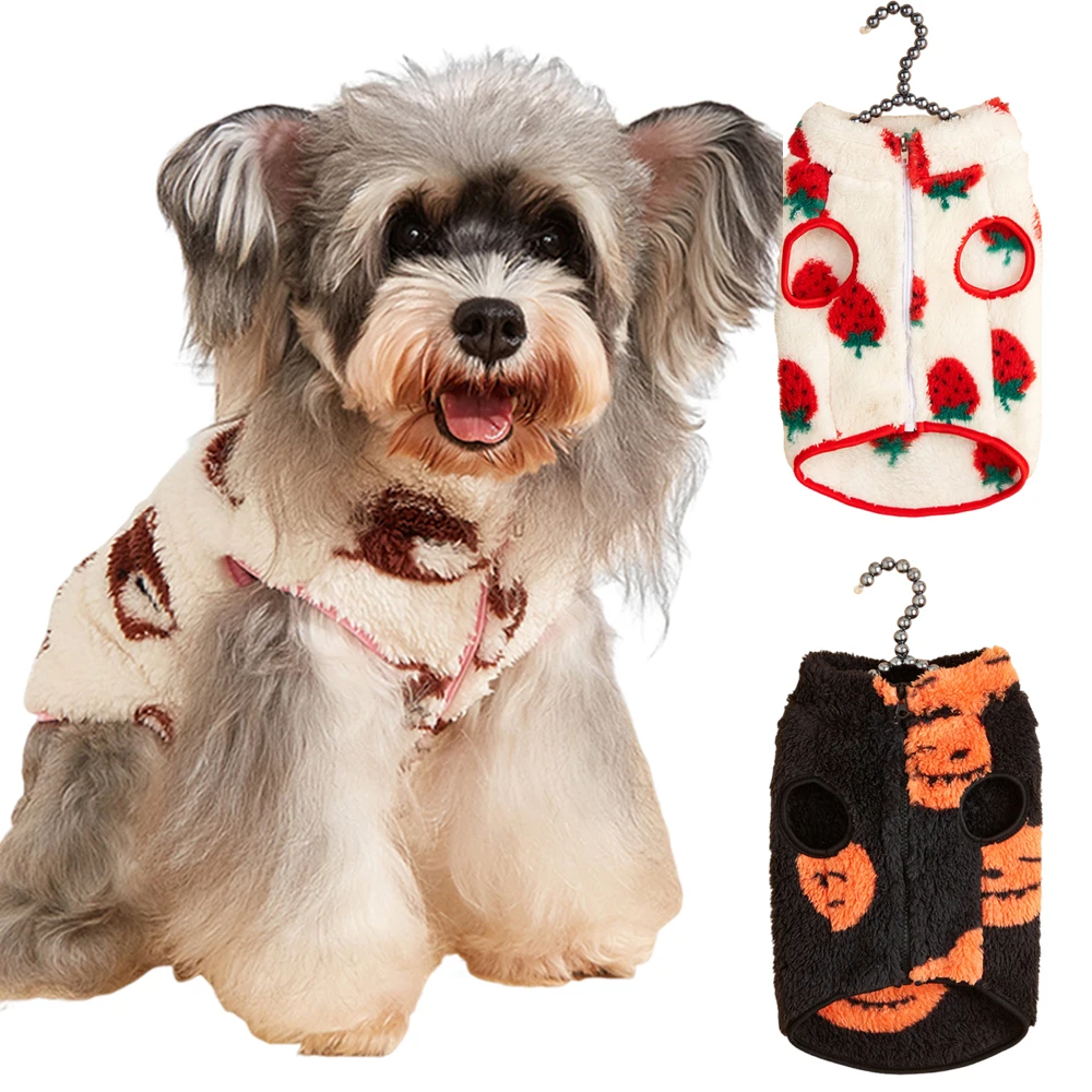 Chaqueta polar con estampado de dibujos animados para perros y cachorros, chaleco para perros pequeños, ropa cálida de invierno para mascotas, chaleco de Yorkshire maltés, ropa para mascotas
