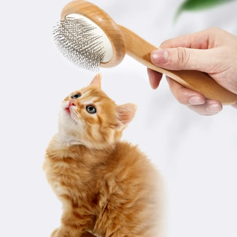 Cepillo para perros, peine de madera para perros con cuentas, masaje para el cuidado de mascotas, cepillo para gatos, removedor de pelo para mascotas, peine de madera para perros, apertura de nudos - imagen 3