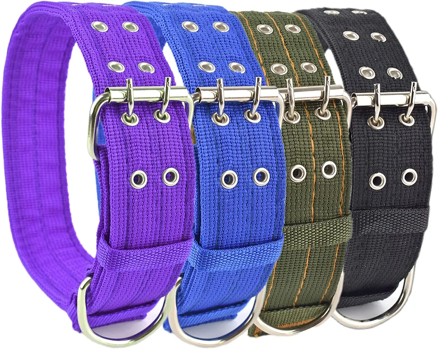 Collares para perros gruesos militares anchos y resistentes para perros grandes Collar táctico de nailon fuerte ajustable para mascotas con hebilla de Metal de 2 filas - imagen 2