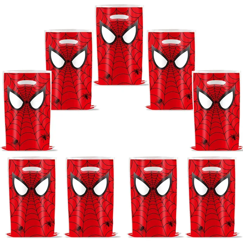 Nuevos bolsas de regalo para fiesta de cumpleaños de Spiderman, bolsa de plástico para dulces con tema de araña, bolsa de botín para niños, suministros de decoración para fiesta de cumpleaños - imagen 4